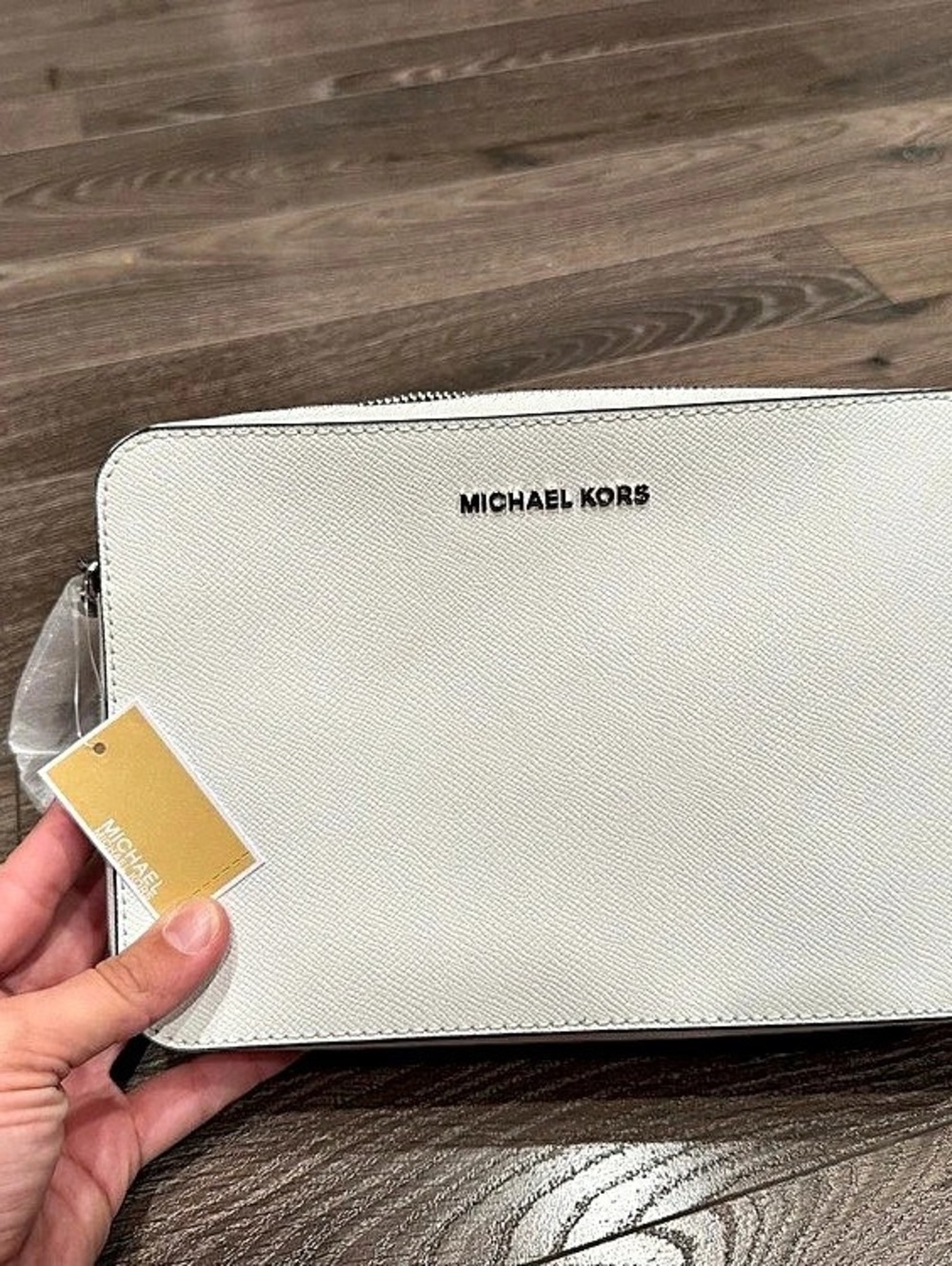 Michael Kors Jet Set Large Saffiano Leather Crossbody Bag White